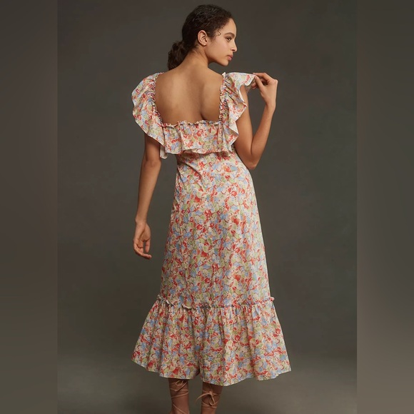 NWT Anthropologie RIXO June Floral Ruffled A-Line Midi Dress - size L - Picture 2 of 9